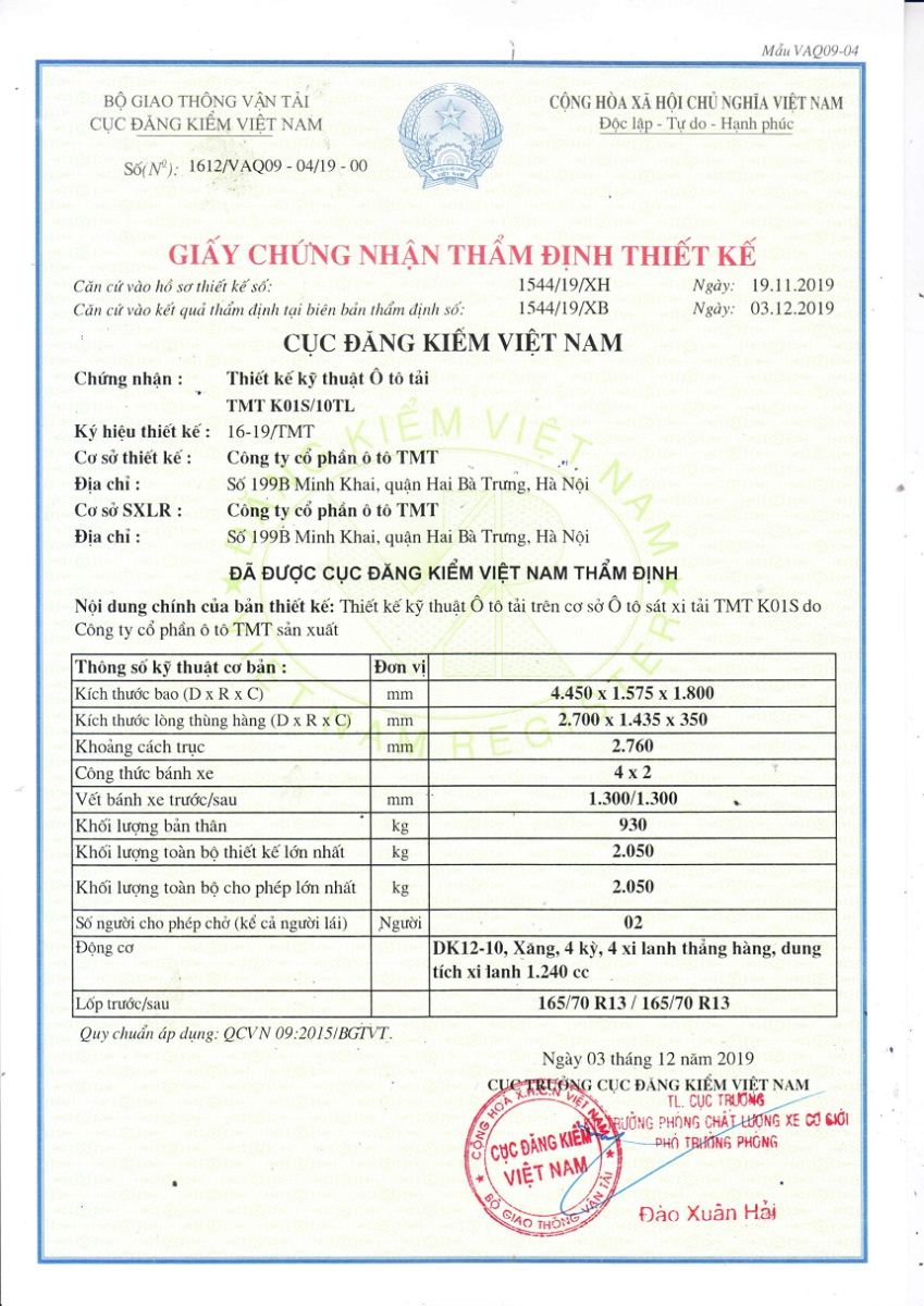 Giấy bảo vệ môi trường xe tải dfsk 930kg - k01s mui bạt